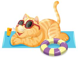 Un gato en tema de verano. vector