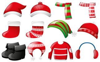 Winter clothes in red and green color vector