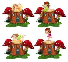 Fairy angel on the wood vector