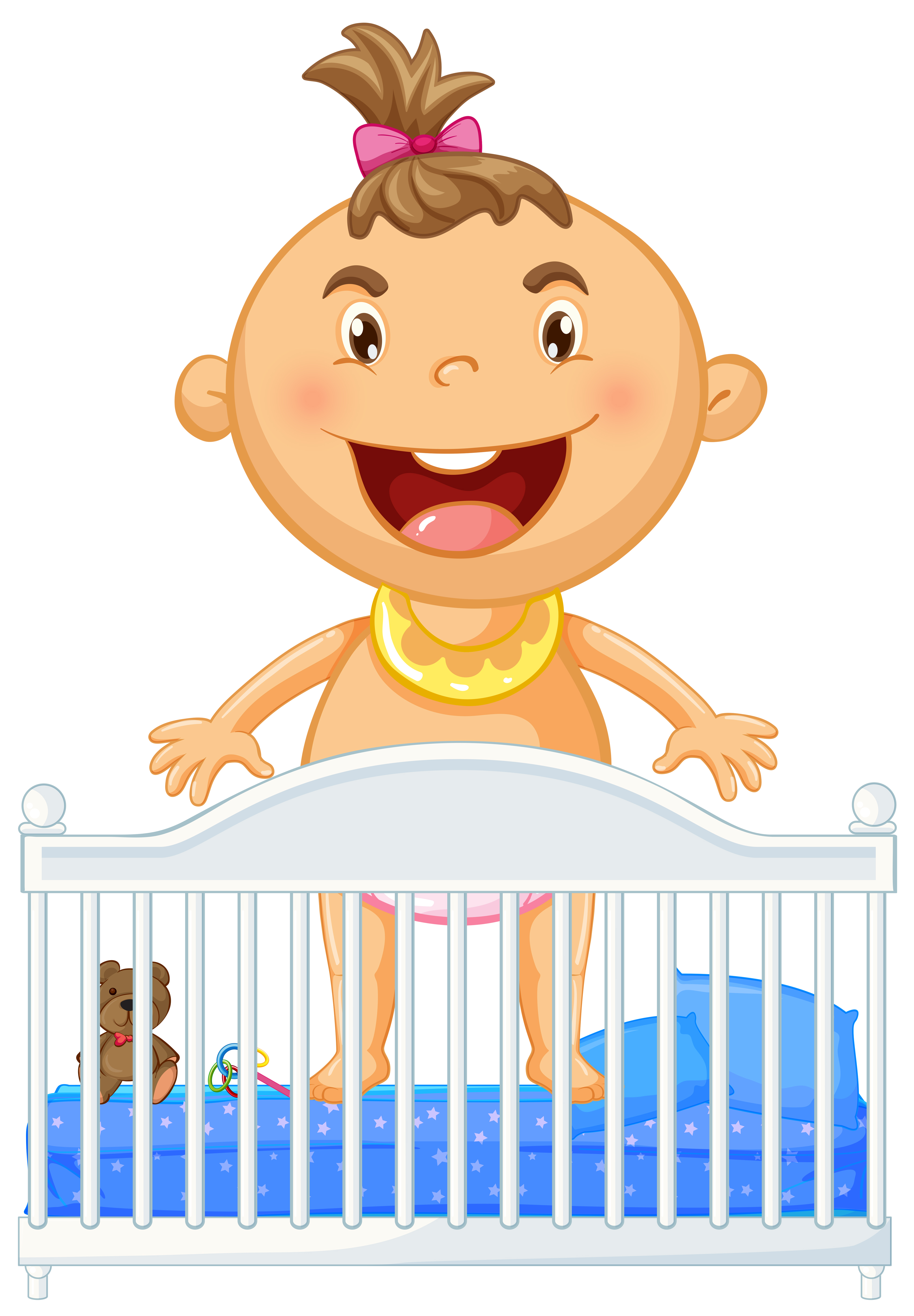 Little Baby In Crib Smiling Download Free Vectors Clipart