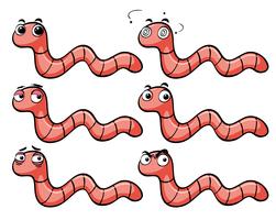 Worms with different facial expressions vector