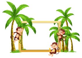 Mono en marco de madera vector