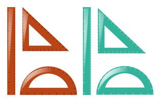 Rulers and triangles in brown and blue vector