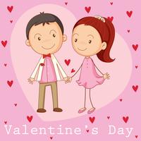 Valentine card template with boyfriend and girlfriend vector