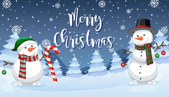 Merry Christmas snowman card vector