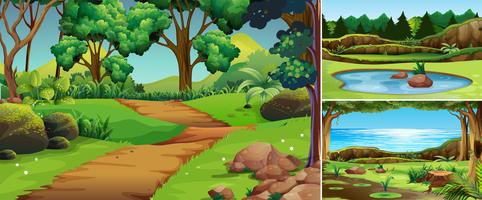 Set of nature landscape vector