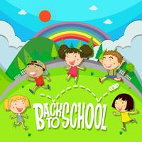 Back to school theme with children in the park vector