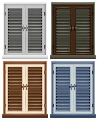 Four window frames in different colors