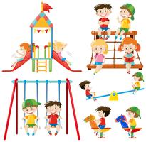 Many children playing in playground vector