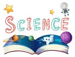 Book of science with planets and astronaut vector