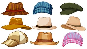 On theme big kit different types hats Royalty Free Vector