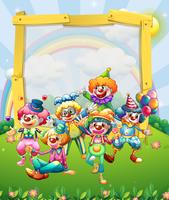 Border design with many clowns vector