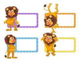 Label design with cute lions vector