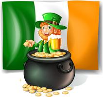 Leprechan in the pot of gold vector