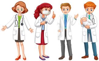 Male and female doctors in uniform vector