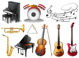 Conjunto de instrumentos musicales vector