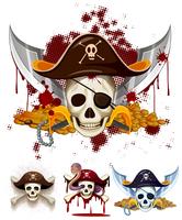 Pirate theme logo with skulls vector