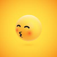 Cute high-detailed yellow 3D emoticon for web, vector illustration