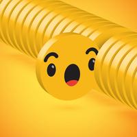 Yellow high detailed 3D disc emoticon selected, vector illustration