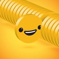 Yellow high detailed 3D disc emoticon selected, vector illustration