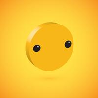 Yellow high detailed 3D disc emoticon, vector illustration