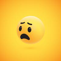 Cute high-detailed yellow 3D emoticon for web, vector illustration