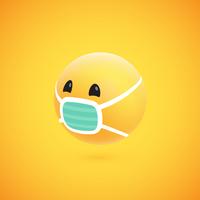 Cute high-detailed yellow 3D emoticon for web, vector illustration