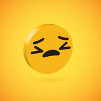 Yellow high detailed 3D disc emoticon, vector illustration