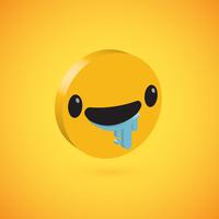 Yellow high detailed 3D disc emoticon, vector illustration