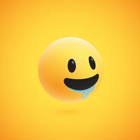 Cute high-detailed yellow 3D emoticon for web, vector illustration