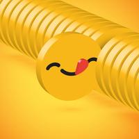 Yellow high detailed 3D disc emoticon selected, vector illustration