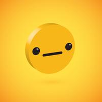 Yellow high detailed 3D disc emoticon, vector illustration