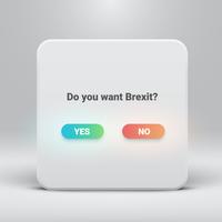 Question card for Brexit with yes-no buttons, vector illustration
