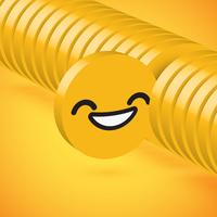 Yellow high detailed 3D disc emoticon selected, vector illustration