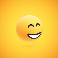 Cute high-detailed yellow 3D emoticon for web, vector illustration