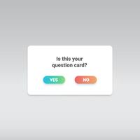 Question card with yes-no buttons, vector illustration