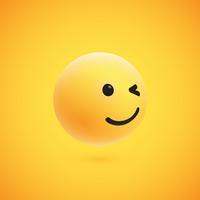 Cute high-detailed yellow 3D emoticon for web, vector illustration