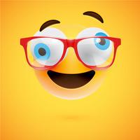 Emoticon amarillo 3D con lentes, ilustración vectorial vector