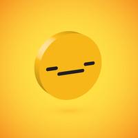 Yellow high detailed 3D disc emoticon, vector illustration