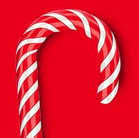 High detailed red candy cane, vector illustration