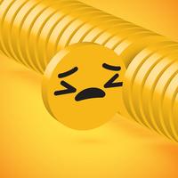 Yellow high detailed 3D disc emoticon selected, vector illustration