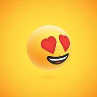 Cute high-detailed yellow 3D emoticon for web, vector illustration