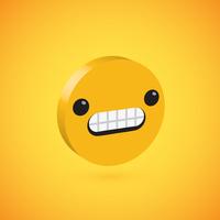 Yellow high detailed 3D disc emoticon, vector illustration