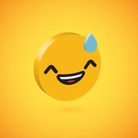 Yellow high detailed 3D disc emoticon, vector illustration