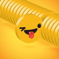 Yellow high detailed 3D disc emoticon selected, vector illustration