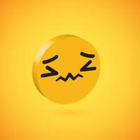 Yellow high detailed 3D disc emoticon, vector illustration