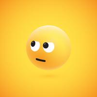 Cute high-detailed yellow 3D emoticon for web, vector illustration