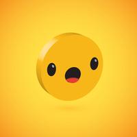 Yellow high detailed 3D disc emoticon, vector illustration