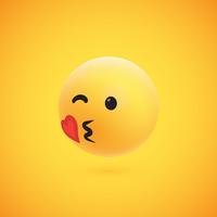 Cute high-detailed yellow 3D emoticon for web, vector illustration