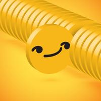 Yellow high detailed 3D disc emoticon selected, vector illustration